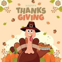 Celebrate Thanksgiving With Turkey Bring Apple Pie vector