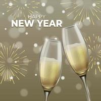 celebrar el año nuevo con un brindis con champán vector