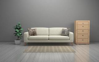 3D Rendered of Interior Modern Living Room with Sofa - Couch and Table Realistic Mockup photo