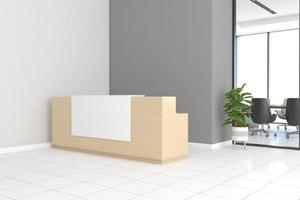 Office Reception Desk Mockup front view interior design photo