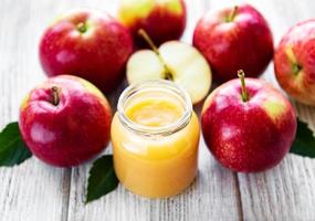 Applesauce in glass jar photo