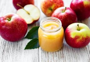 Applesauce in glass jar photo