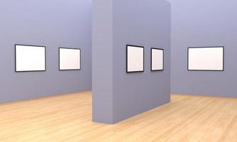 Art Gallery Frames Mockup 3D Illustration and 3D rendering photo