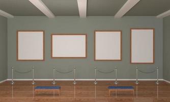 Art Gallery Frames Mockup 3D Illustration and 3D rendering photo