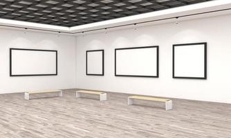 Art Gallery Frames Mockup 3D Illustration and 3D rendering photo