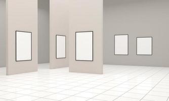 Art Gallery Frames Mockup 3D Illustration and 3D rendering photo