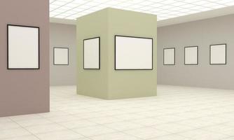 Art Gallery Frames Mockup 3D Illustration and 3D rendering photo