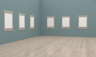 Art Gallery Frames Mockup 3D Illustration and 3D rendering photo