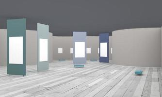 Art Gallery Frames Mockup 3D Illustration and 3D rendering photo