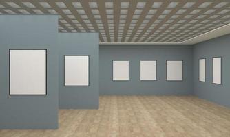 Art Gallery Frames Mockup 3D Illustration and 3D rendering photo