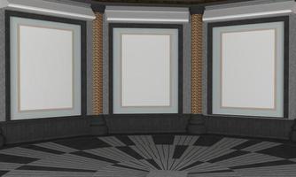 Art Gallery Frames Mockup 3D Illustration and 3D rendering photo