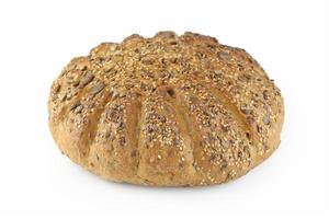 Fresh bread with seeds on white photo