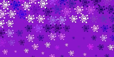 Light Purple vector background with covid-19 symbols.