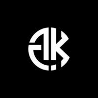 GK monogram logo circle ribbon style design template vector