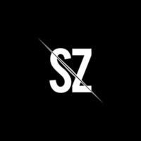 SZ logo monogram with slash style design template vector