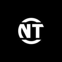 Monograma del logotipo de NT aislado en la plantilla de diseño de elemento de círculo vector