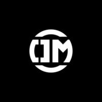 Monograma del logotipo de OM aislado en la plantilla de diseño de elementos de círculo vector