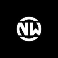 monograma del logotipo de nw aislado en la plantilla de diseño del elemento del círculo vector