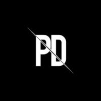 PD logo monogram with slash style design template vector