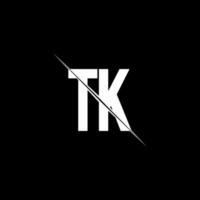 TK logo monogram with slash style design template vector