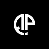 QP monogram logo circle ribbon style design template vector