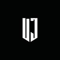 UJ logo monogram with emblem style isolated on black background vector