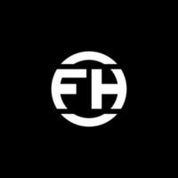 monograma del logotipo de fh aislado en la plantilla de diseño del elemento del círculo vector