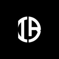 IB monogram logo circle ribbon style design template vector