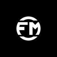 Monograma del logotipo de fm aislado en la plantilla de diseño de elementos circulares vector