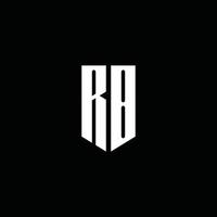 Monograma del logotipo de rb con estilo emblema aislado sobre fondo negro vector