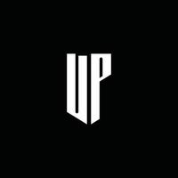 UP logo monogram with emblem style isolated on black background vector