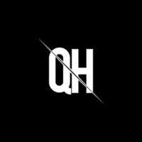 QH logo monogram with slash style design template vector