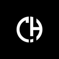 CH monogram logo circle ribbon style design template vector