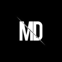 MD logo monogram with slash style design template vector