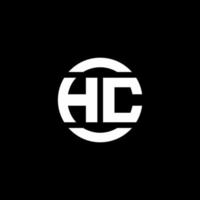 Monograma del logotipo de hc aislado en la plantilla de diseño de elementos circulares vector