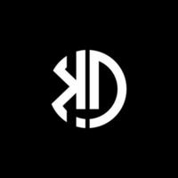 KD monogram logo circle ribbon style design template vector