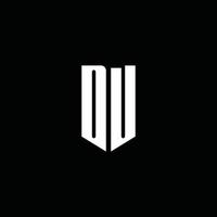 DU logo monogram with emblem style isolated on black background vector