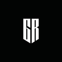 GR logo monogram with emblem style isolated on black background vector