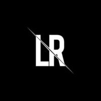 LR logo monogram with slash style design template vector