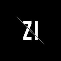 ZI logo monogram with slash style design template vector