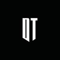 DT logo monogram with emblem style isolated on black background vector