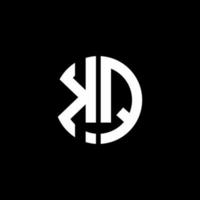 KQ monogram logo circle ribbon style design template vector