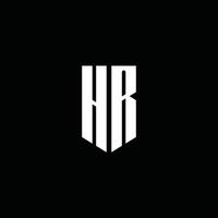 HR logo monogram with emblem style isolated on black background vector