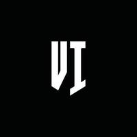 VI logo monogram with emblem style isolated on black background vector