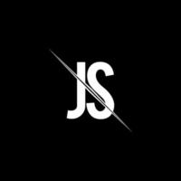 JS logo monogram with slash style design template vector