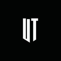 Ut logo monograma con estilo emblema aislado sobre fondo negro vector