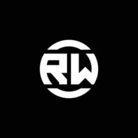 monograma del logotipo de rw aislado en la plantilla de diseño del elemento del círculo vector