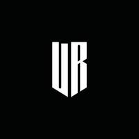 UR logo monogram with emblem style isolated on black background vector