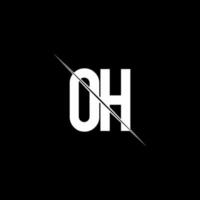 OH logo monogram with slash style design template vector
