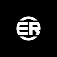 ER logo monogram isolated on circle element design template vector